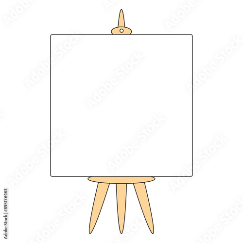 Easel with a white canvas isolated