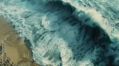Beach landscape with large waves