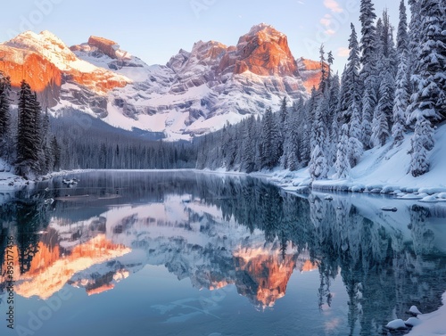 A mountain landscape at sun...