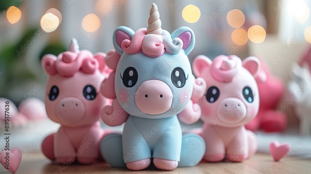 Three Adorable Plush Unicorn Toys Three Adorable Plush Unicorn Toys