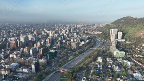 Vista area de Providencia, Santiago de Chile. 