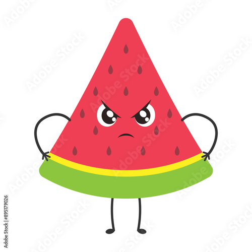 Grumpy Watermelon Slice: This cute, grumpy cartoon watermelon slice brings a touch of humor and summer vibes. 