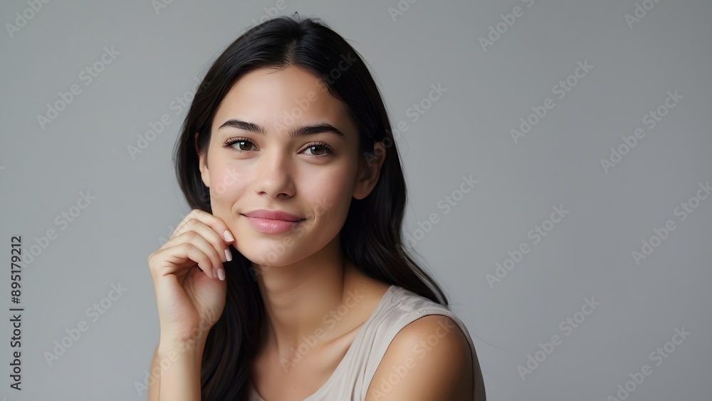  Beauty portrait of a model Japanese woman with beautiful white skin through skin care
