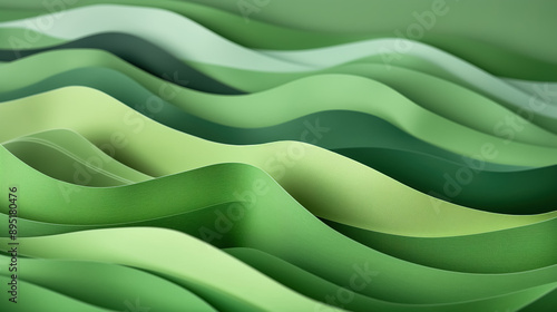 An abstract green hills made from layers of paper