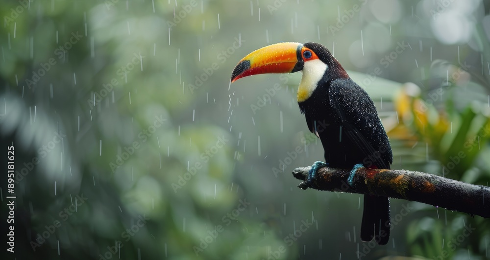 Toucan in the Rainforest During a Downpour Toucan in the Rainforest During a Downpour