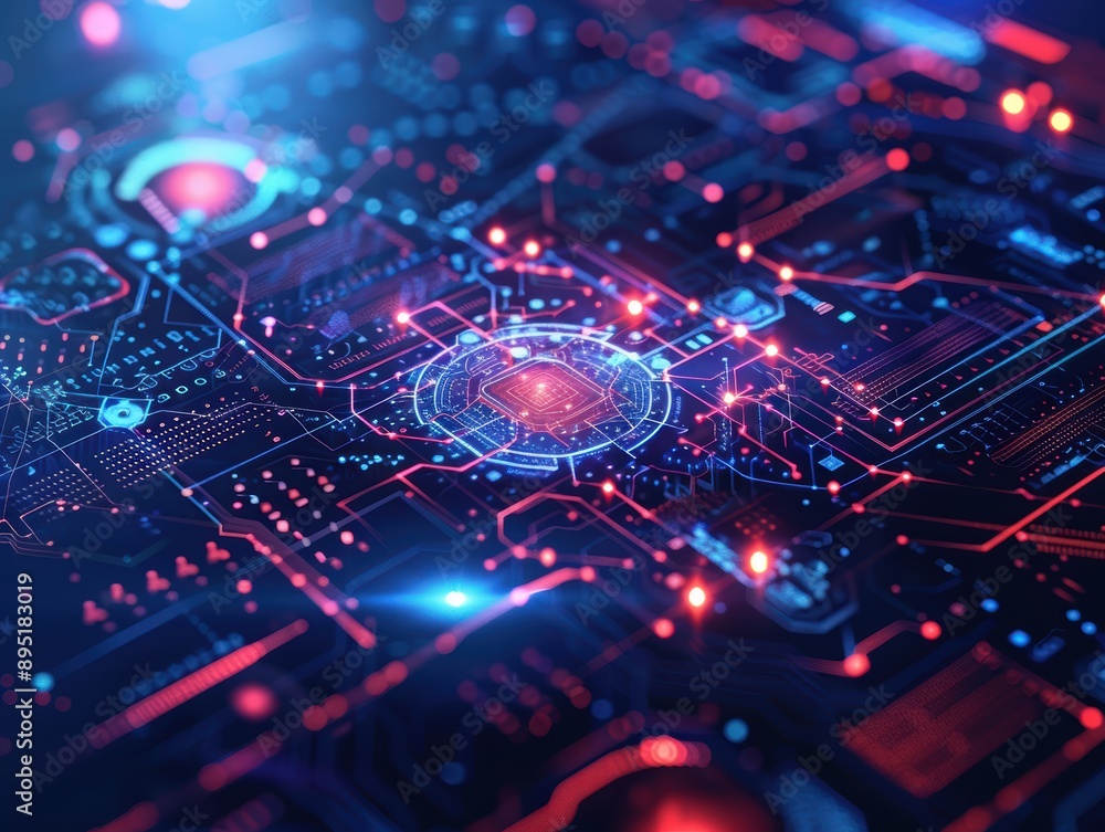 Futuristic artificial intelligence interface with glowing digital elements. Futuristic artificial intelligence interface with glowing digital elements.