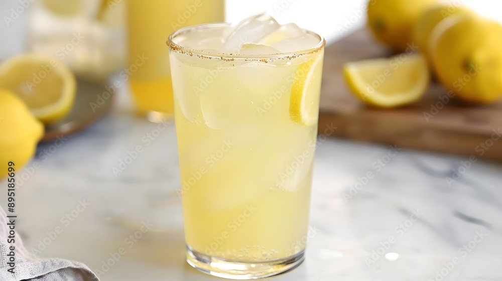 Refreshing Lemonade Drink with Lemon Slices and Ice Refreshing Lemonade Drink with Lemon Slices and Ice