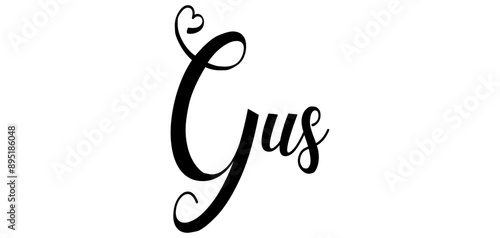 Gus - colore nero - parola nome scritta con cuori - ideale per website, presentazioni, biglietti, banners, sweatshirt, stampe, cricut, silhouette, sublimazioni, etichette, adesivi	