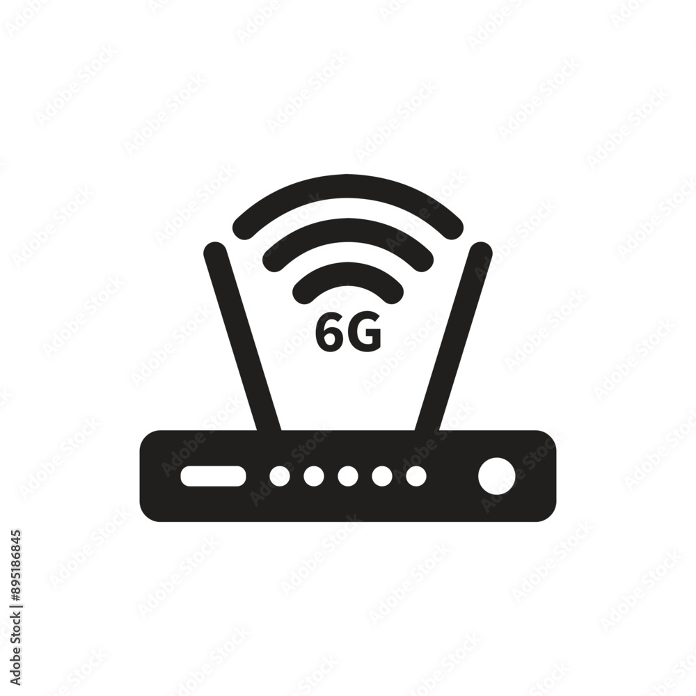 Router with 6G 6th generation mobile network wireless speed flat vector icon Router with 6G 6th generation mobile network wireless speed flat vector icon