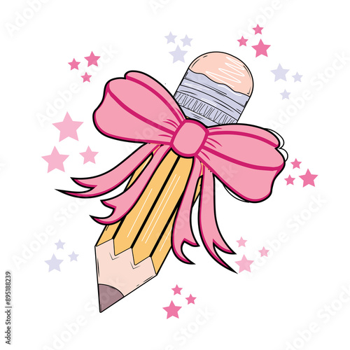 Coquette Pencil Dalmatian dots Race Checkered Leopard Bow Teacher back to school svg png, Teacher Coquette Pencil png, first day of school