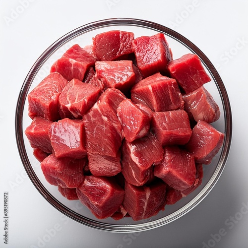 Obraz na płótnie raw diced beef in a glass bowl w salonie