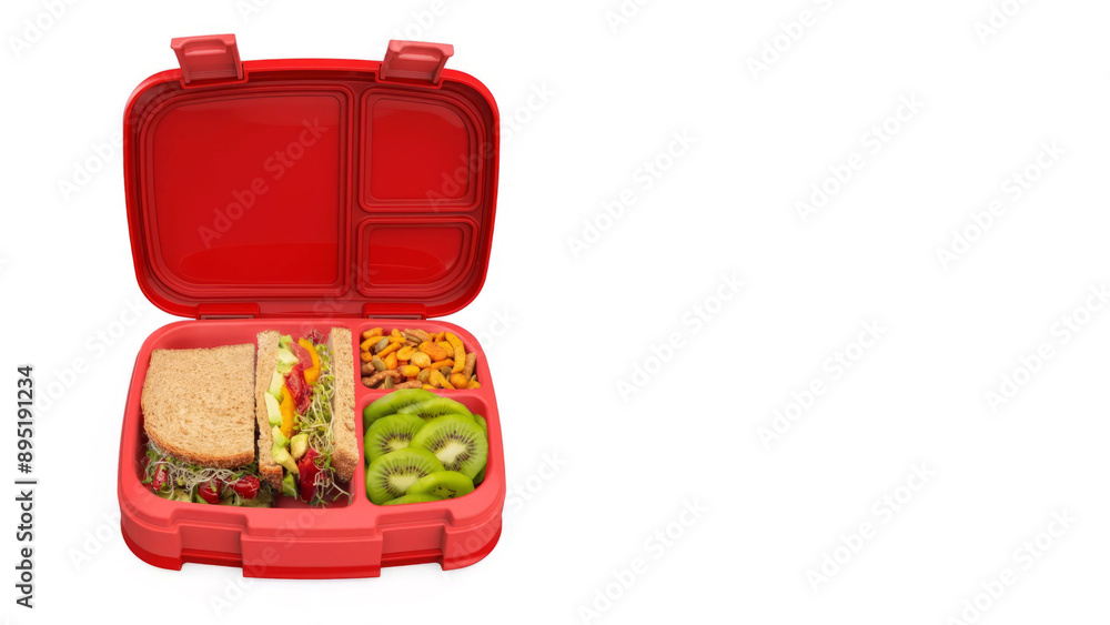 Closeup of small bento lunchbox isolated on copy-space background. Closeup of small bento lunchbox isolated on copy-space background.