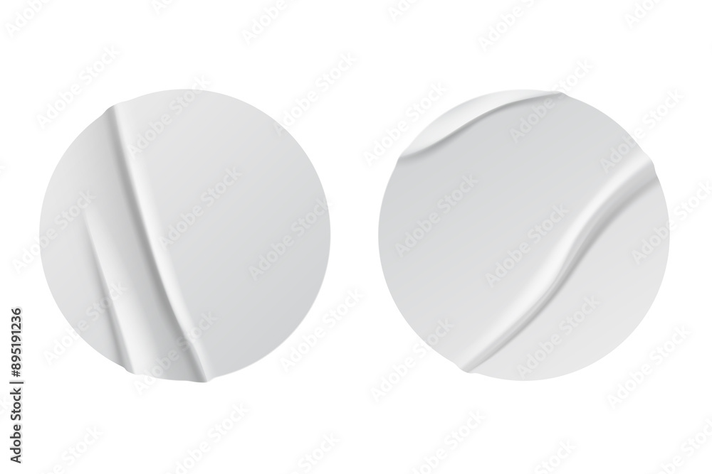 Blank white paper sticker label set isolated on white background Blank white paper sticker label set isolated on white background