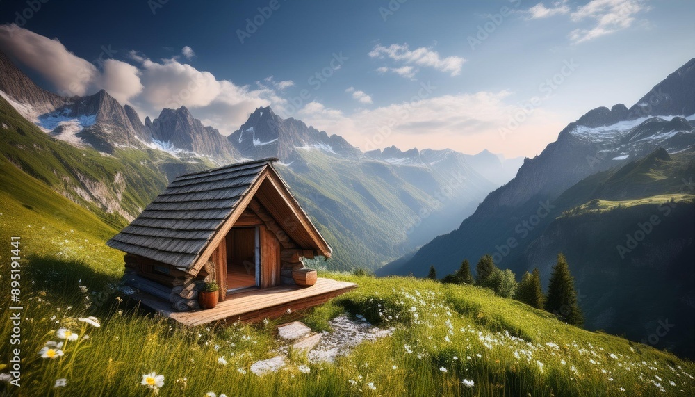 Small hut meditation break in the mountains Small hut meditation break in the mountains