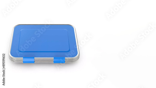 Closeup of small bento lunchbox isolated on copy-space background.