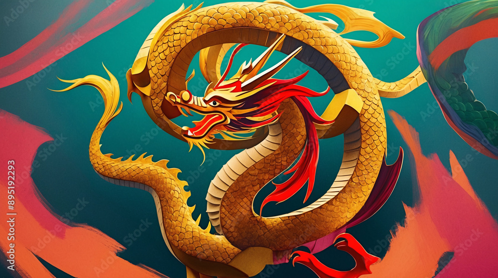 Dragon symbol feng shui motif dragons as power and auspicious creatures, wallpaper illustration background Dragon symbol feng shui motif dragons as power and auspicious creatures, wallpaper illustration background