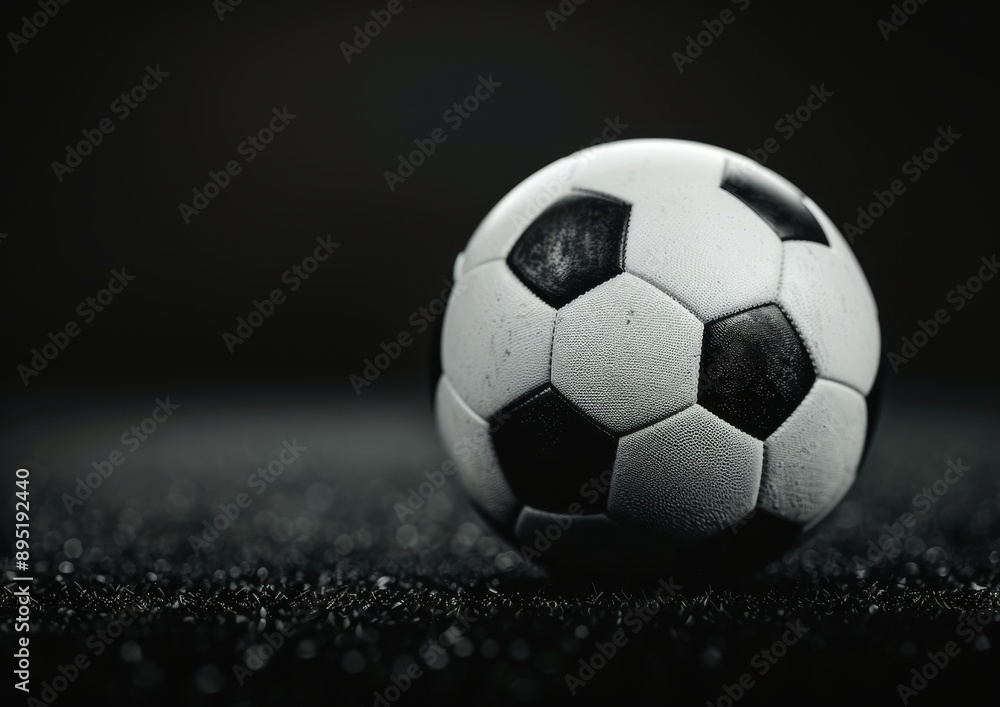 Fototapeta premium Soccer Ball on Dark Background