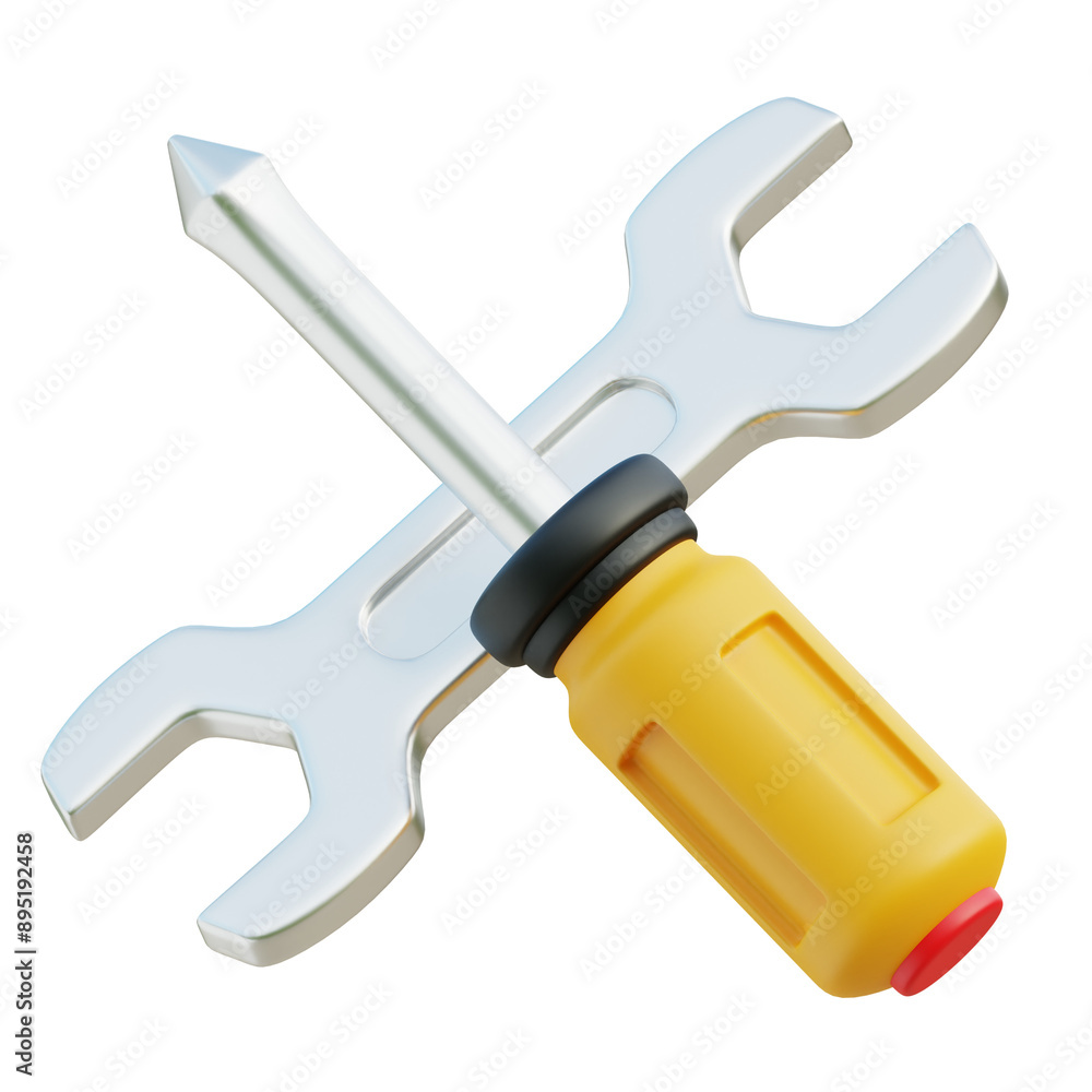 Wrench and Screwdriver 3D icon Wrench and Screwdriver 3D icon