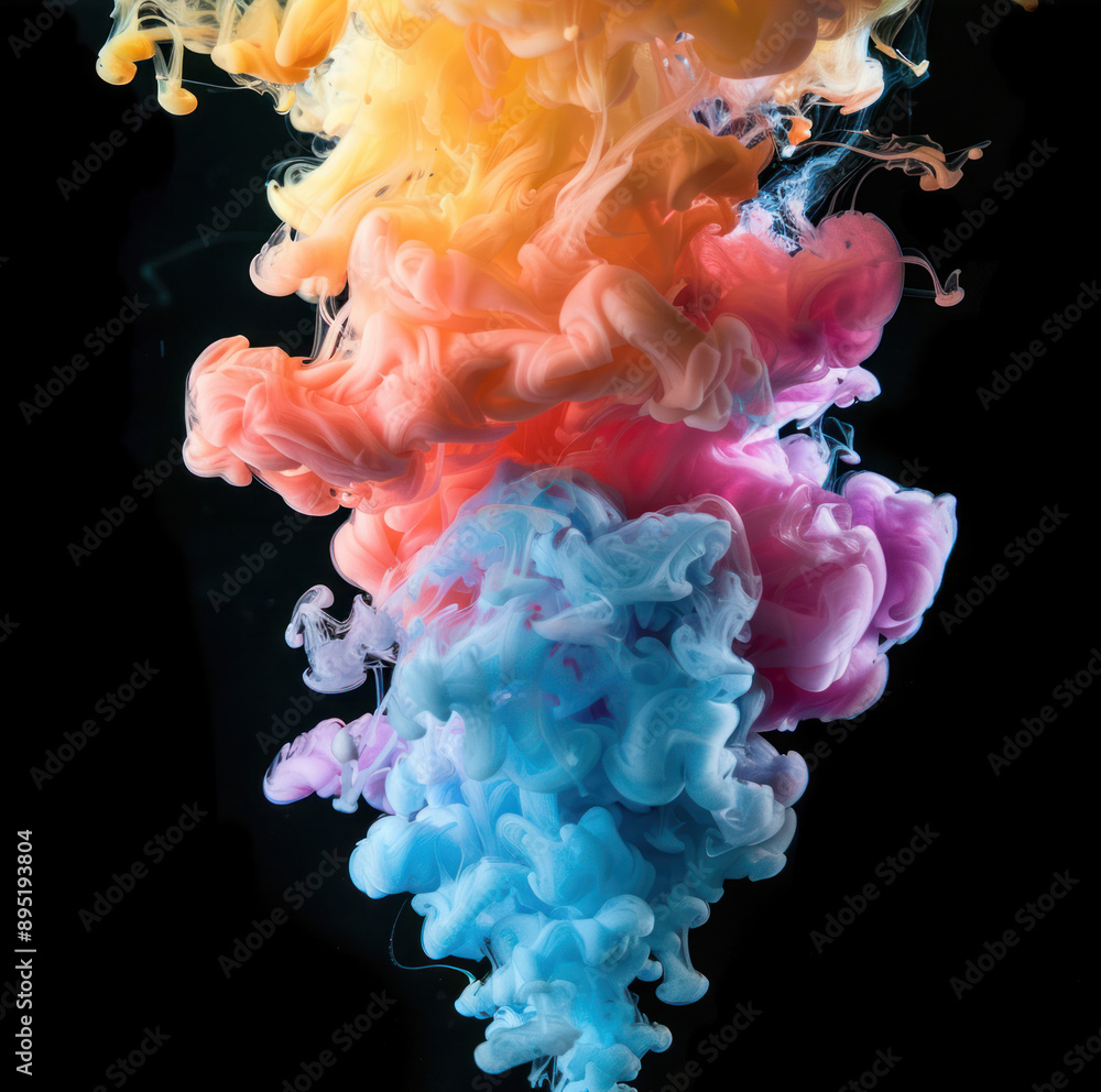Obraz premium Colored column of smoke on a dark background. Abstract wallpaper.