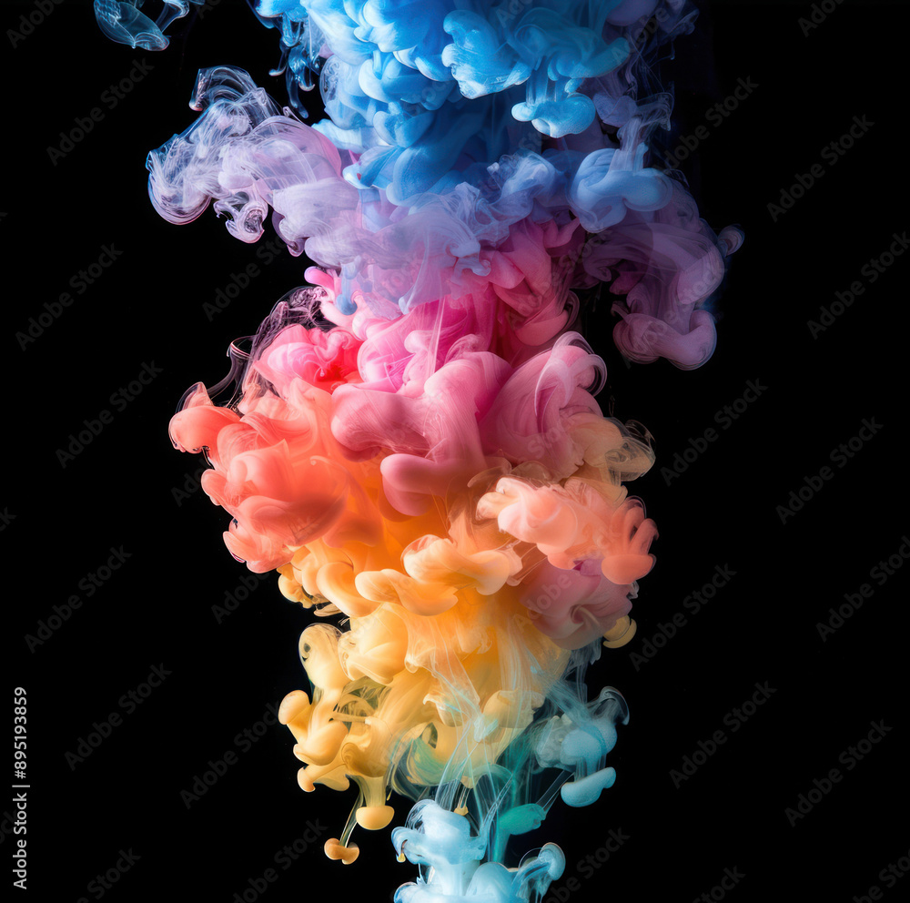 Colored column of smoke on a dark background. Abstract wallpaper. Colored column of smoke on a dark background. Abstract wallpaper.