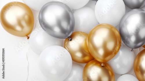 Wallpaper Mural Celebration background with gold, silver and white balloons. Torontodigital.ca