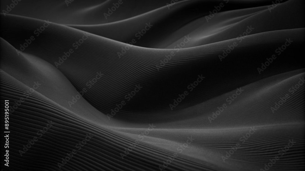 Fototapeta premium Black silk waves pattern on clean minimal backdrop, modern design, 4k resolution