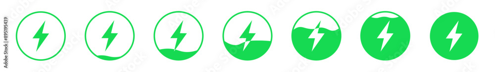 wireless charging station green circle fill icons set. Filling wireless charging for your smartphone vector graphics wireless charging station green circle fill icons set. Filling wireless charging for your smartphone vector graphics