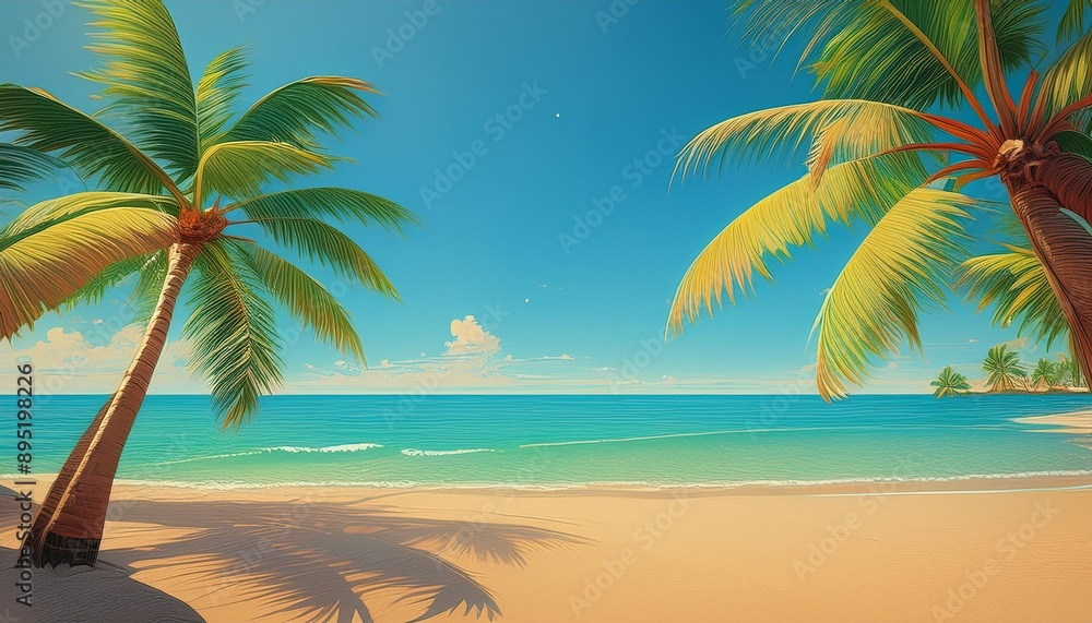 Beautiful beach sand and palm trees Beautiful beach sand and palm trees