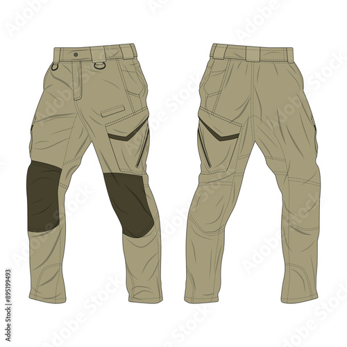 Template of outdoor hiking trousers and military army trousers