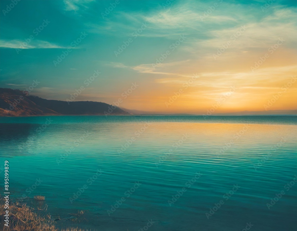 Fototapeta premium Blue water background. Art blue water summer background