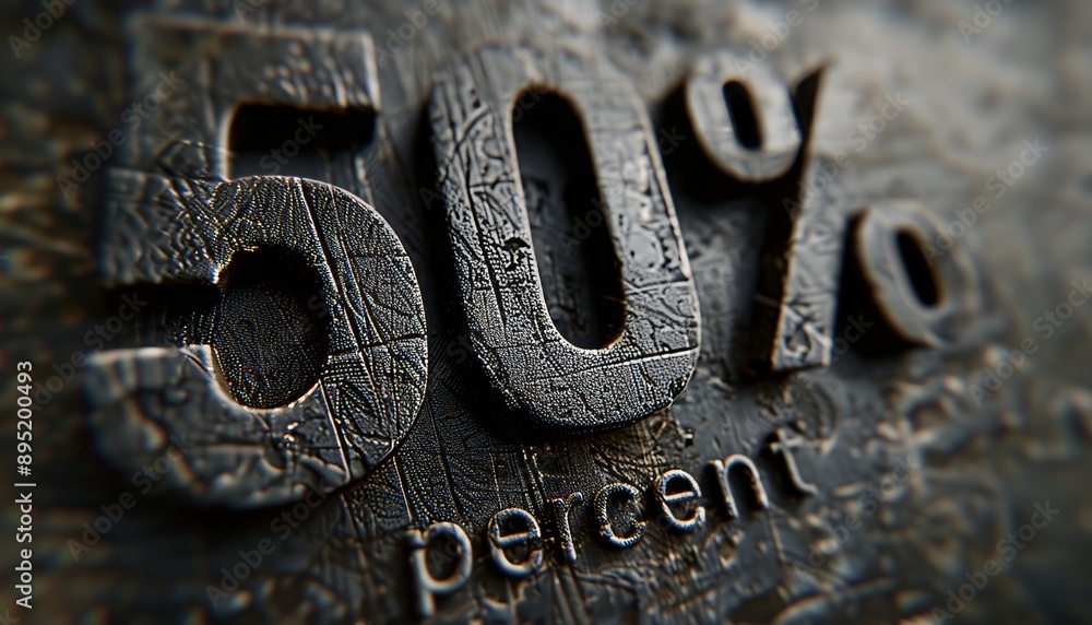Ultra-sharp photo of 50 percent text a black background Ultra-sharp photo of 50 percent text a black background