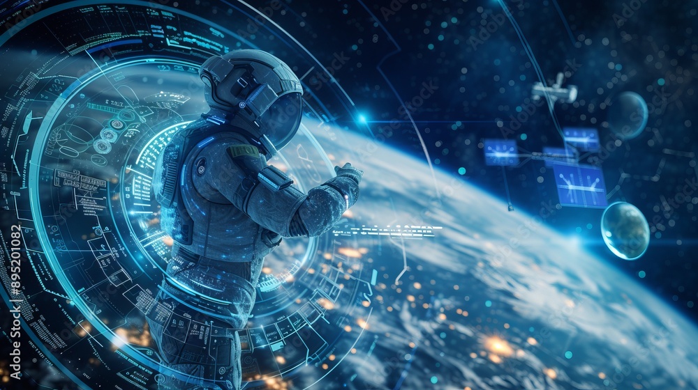 Fototapeta premium Advanced Space Exploration with Futuristic Technology