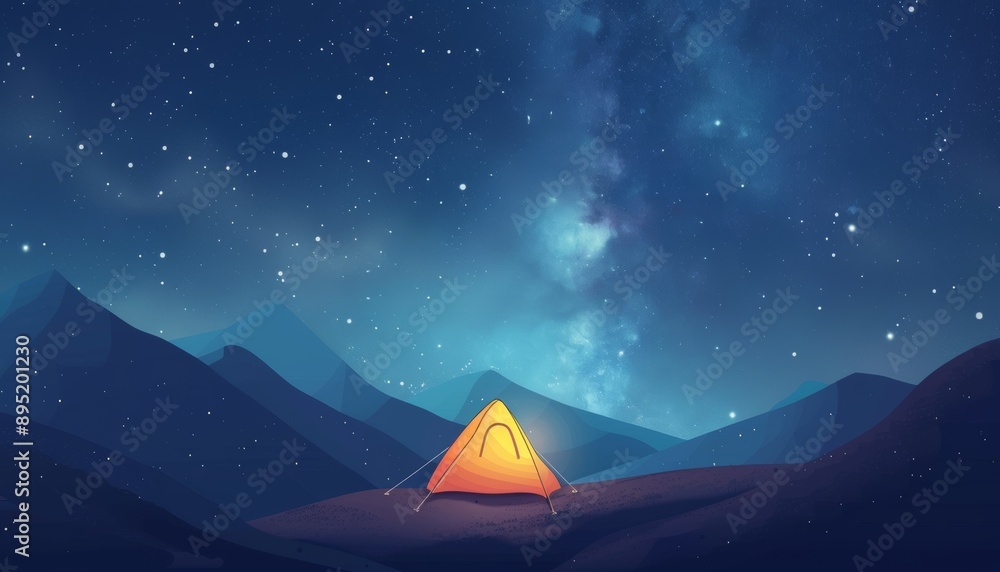 Visualize an ultra-sharp photo featuring a charming cartoon vector illustration of an orange tent Visualize an ultra-sharp photo featuring a charming cartoon vector illustration of an orange tent