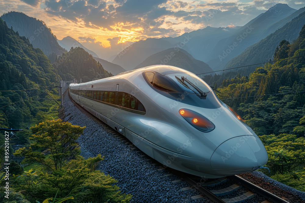 custom made wallpaper toronto digitalA high-speed train zipping through a countryside landscape. Concept of transportation and modern travel. Generative Ai.