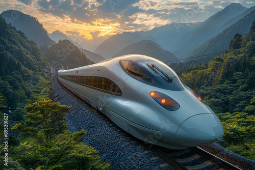 Wallpaper Mural A high-speed train zipping through a countryside landscape. Concept of transportation and modern travel. Generative Ai. Torontodigital.ca