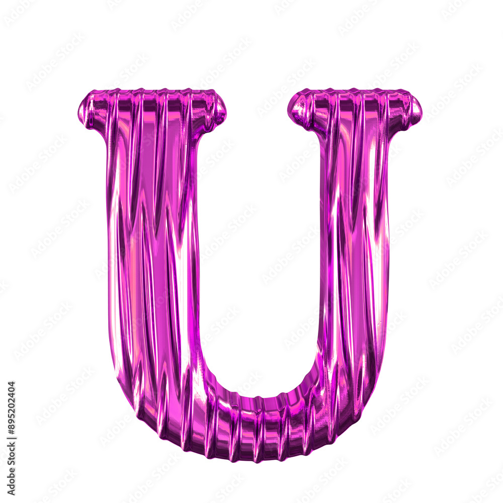 Fluted purple symbol. letter u Fluted purple symbol. letter u