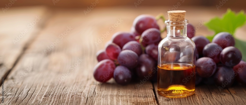 Grape Seed Oil Bottle and Grapes Grape Seed Oil Bottle and Grapes