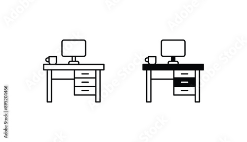 Desk icon design with white background stock illustration
