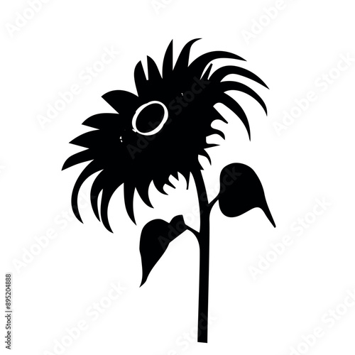 Sunflower icon. Abstract decorative sunflower silhouettes. Vector illustration sunflower  isolated on white background.