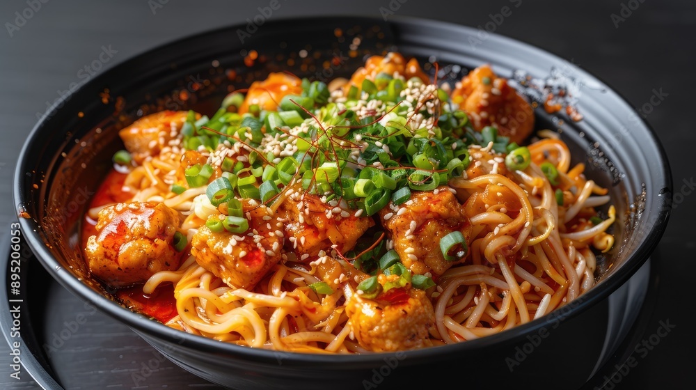 Mixed Spicy Sauce with Chinese Noodles Fish Balls and Shrimp Roe Mixed Spicy Sauce with Chinese Noodles Fish Balls and Shrimp Roe