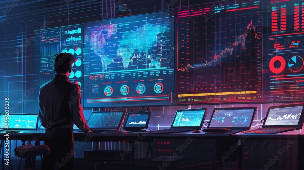 Cryptocurrency Trader Analyzing Market Trends During Virtual Investment Seminar Cryptocurrency Trader Analyzing Market Trends During Virtual Investment Seminar