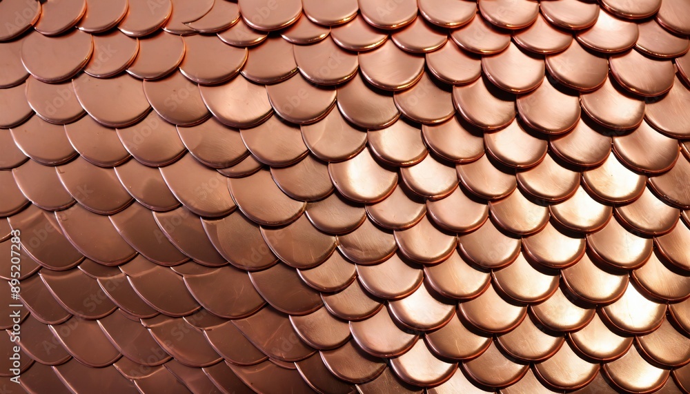 Copper surface resembling fish scales, with a shiny, overlapping pattern. Multiple variations available Copper surface resembling fish scales, with a shiny, overlapping pattern. Multiple variations available