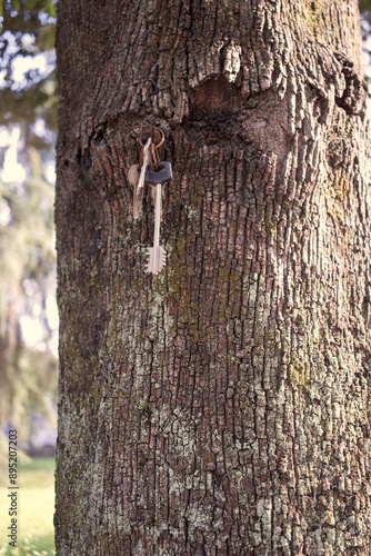 close up of a tree with keys