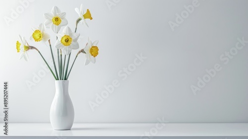Wallpaper Mural Daffodils in white vase on white background Torontodigital.ca