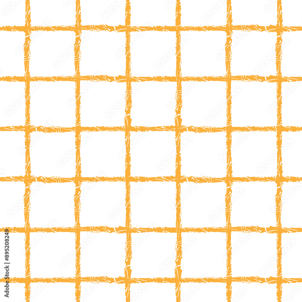 Fototapeta premium Vector hand drawn cute checkered pattern. cottagecore Doodle Plaid geometrical semitransparent simple texture. Crossing lines. Abstract cute delicate pattern
