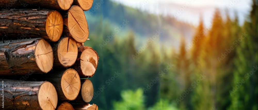Stacked Logs in a Forest. Generative ai Stacked Logs in a Forest. Generative ai