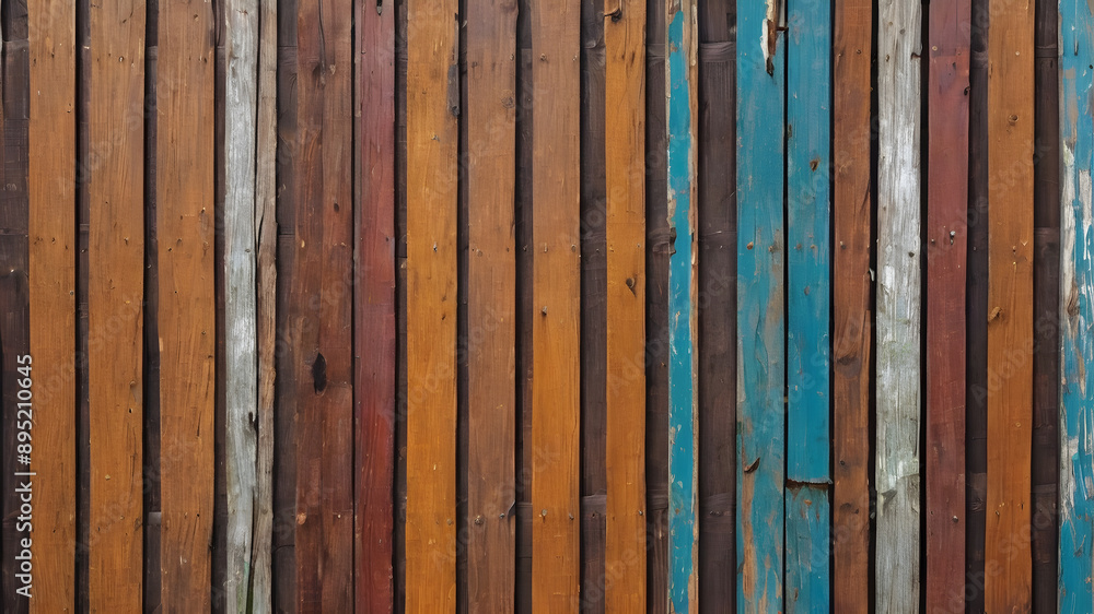 Rustic wooden fence with peeling paint. Generative AI Rustic wooden fence with peeling paint. Generative AI