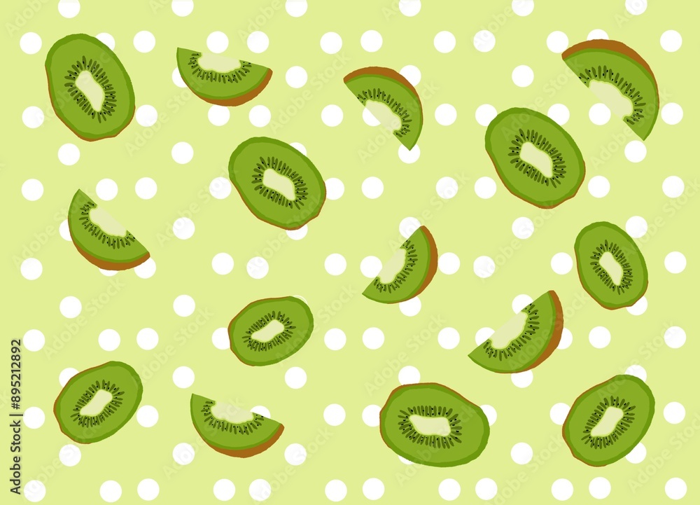 Green print with kiwi designs Green print with kiwi designs
