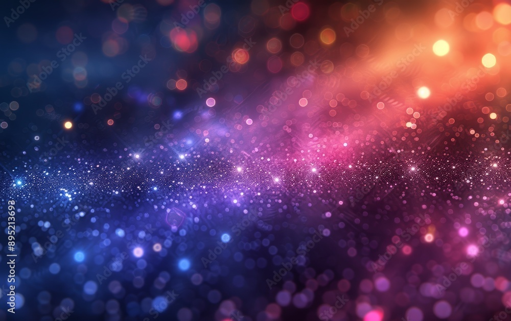Colorful sparkling bokeh lights in shades of blue, orange, and purple on a dark background. Concept of festive and vibrant atmosphere Colorful sparkling bokeh lights in shades of blue, orange, and purple on a dark background. Concept of festive and vibrant atmosphere
