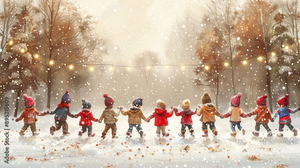 Children Playing in Winter Wonderland Children Playing in Winter Wonderland